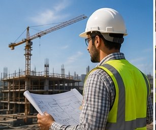 مقاول بناء يتابع تنفيذ مشروع سكني
