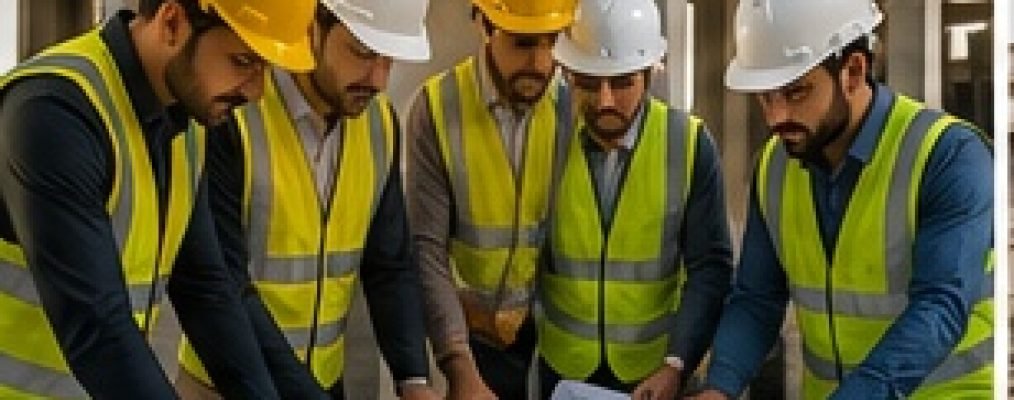 فرق مقاولات متعددة تعمل في مشروع إنشائي